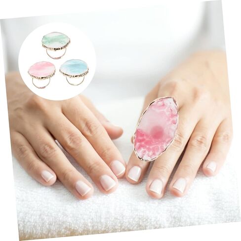 MERRYHAPY 3PCS أظافر حلقة خلط مجموعة العقيق الذهب راتنجات الكريستال الأظافر للفنيين المحترفين وعشاق DIY in Kuwait