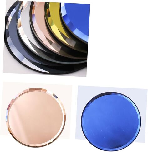 5-Piece Mirror Glass Nail Art Palette Display Tray Set Round Makeup Mixing Trays for Women Portable Color Mixing for Manicure and Salon Use in Saudi Arabia