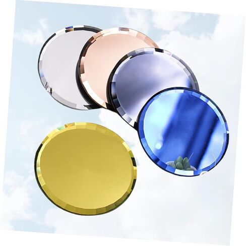 5-Piece Mirror Glass Nail Art Palette Display Tray Set Round Makeup Mixing Trays for Women Portable Color Mixing for Manicure and Salon Use in Saudi Arabia