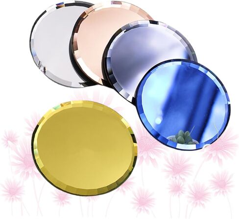 5-Piece Mirror Glass Nail Art Palette Display Tray Set Round Makeup Mixing Trays for Women Portable Color Mixing for Manicure and Salon Use in Saudi Arabia