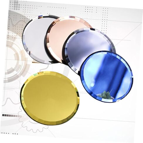 5-Piece Mirror Glass Nail Art Palette Display Tray Set Round Makeup Mixing Trays for Women Portable Color Mixing for Manicure and Salon Use in Saudi Arabia