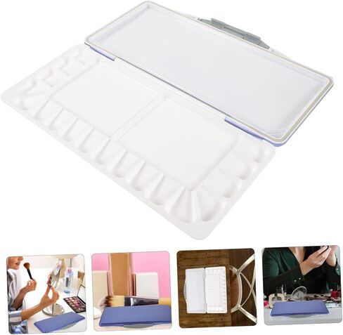 Gadpiparty Plastic Watercolor Pigment Box with Lid Airtight Mixing Tray for Oil Painting Portable Easy to Clean Art Case for Artists and Students in Saudi Arabia