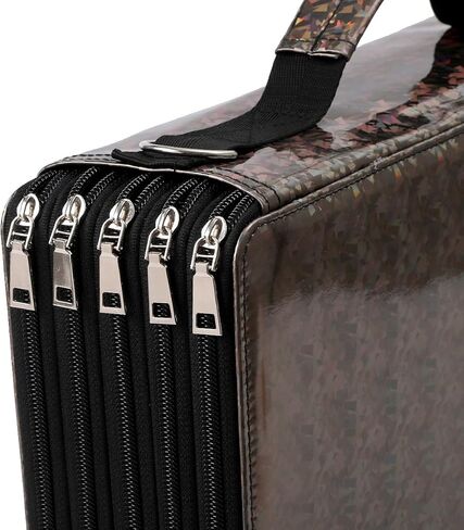 حالة قلم رصاص كبيرة سعة - 600 فتحات فردية من الجلد مع منظم محمولة سوستور إغلاق لأقلام الألوان المائية المثالية للفنانين （الفضة） in Kuwait