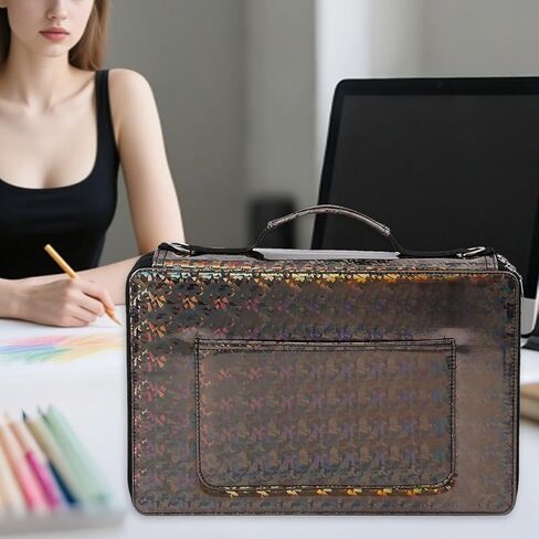 حالة قلم رصاص كبيرة سعة - 600 فتحات فردية من الجلد مع منظم محمولة سوستور إغلاق لأقلام الألوان المائية المثالية للفنانين （الفضة） in Kuwait