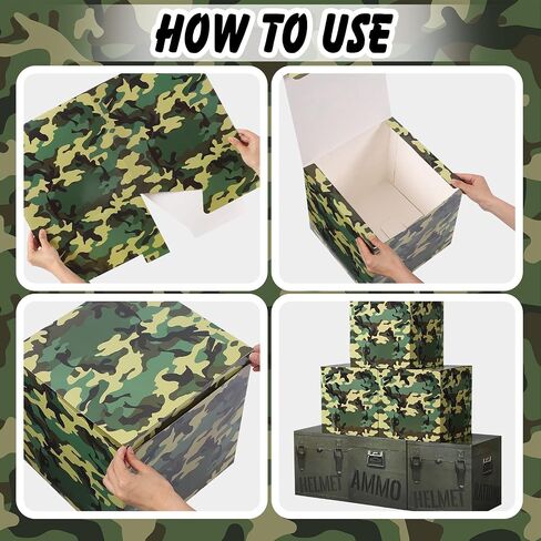 19 Pcs Camo Boxes Decor Army Party Decorations Including Camo Boxes Camo Netting and Palm Leaves for Hunting Military Army Military Enthusiasts Jungle Camo Party Birthday Party Supplies in Saudi Arabia
