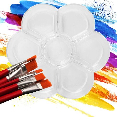 Paint Palette, 2Pcs 7 Well Plumshaped Paint Tray Artist Mixing Colour Tray Art Drawing Painting Tray Gouache Palette Flower Watercolor Dish for DIY Project (White) in Saudi Arabia
