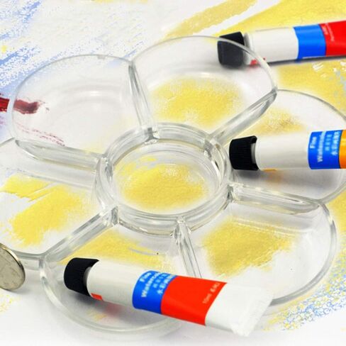 Paint Palette, 2Pcs 7 Well Plumshaped Paint Tray Artist Mixing Colour Tray Art Drawing Painting Tray Gouache Palette Flower Watercolor Dish for DIY Project (White) in Saudi Arabia