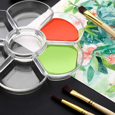 Paint Palette, 2Pcs 7 Well Plumshaped Paint Tray Artist Mixing Colour Tray Art Drawing Painting Tray Gouache Palette Flower Watercolor Dish for DIY Project (White) in Saudi Arabia