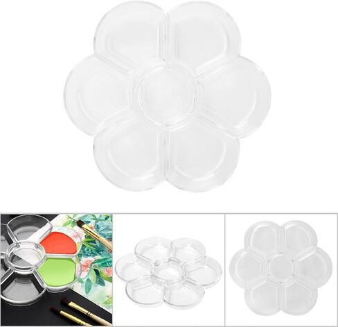 Paint Palette, 2Pcs 7 Well Plumshaped Paint Tray Artist Mixing Colour Tray Art Drawing Painting Tray Gouache Palette Flower Watercolor Dish for DIY Project (White) in Saudi Arabia