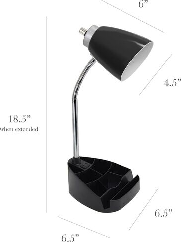 Simple Designs LD1094-ORG 18.5" All-in-One Gooseneck Desk Lamp with iPad Stand, Book Holder, and Convenient Charging Outlet, for Office, Bedroom, Living Room, Orange in Saudi Arabia