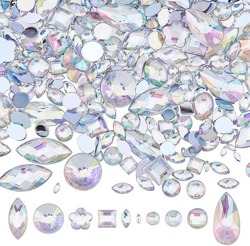 1250Pcs AB Flatback Rhinestones Crystal Gems Colorful Horse Eye Crystal Rhinestones Acrylic Rhinestone Jewels Crafts for Making Shoes Clothes Dress Nail Wedding Accessories in Saudi Arabia