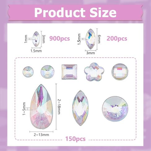 1250Pcs AB Flatback Rhinestones Crystal Gems Colorful Horse Eye Crystal Rhinestones Acrylic Rhinestone Jewels Crafts for Making Shoes Clothes Dress Nail Wedding Accessories in Saudi Arabia