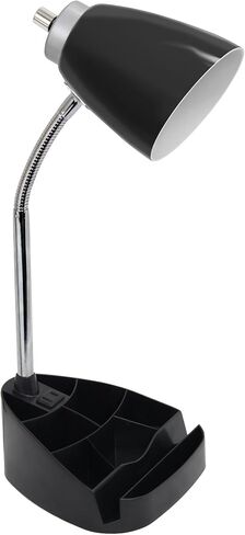 تصميمات بسيطة LD1094-ORG 18.5 "مصباح مكتب Gooseneck بالكامل مع حامل iPad وحامل الكتب ومنفذ شحن مريح للمكتب وغرفة النوم وغرفة المعيشة والبرتقالي in Kuwait