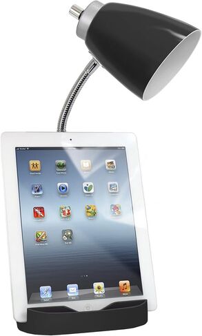 تصميمات بسيطة LD1094-ORG 18.5 "مصباح مكتب Gooseneck بالكامل مع حامل iPad وحامل الكتب ومنفذ شحن مريح للمكتب وغرفة النوم وغرفة المعيشة والبرتقالي in Kuwait