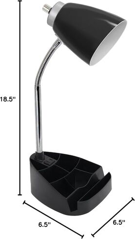 تصميمات بسيطة LD1094-ORG 18.5 "مصباح مكتب Gooseneck بالكامل مع حامل iPad وحامل الكتب ومنفذ شحن مريح للمكتب وغرفة النوم وغرفة المعيشة والبرتقالي in Kuwait