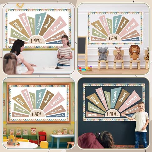 Boho Positive Affirmation Station Bulletin Board Motivational Posters Mirror Growth Mindset Decors for Classroom I Am Positive Affirmations Accent Cutouts for Back to School Office Home Wall Supply in Saudi Arabia