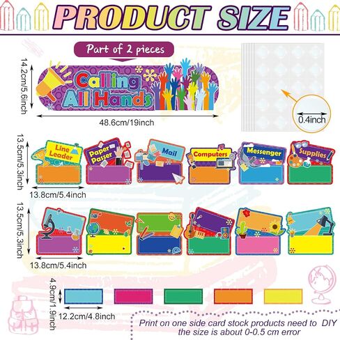 76 Pieces Classroom Jobs Chart Bulletin Board Sets Hands on Management Center Classroom Helper Chart Bulletin Board Day Chart Jobs Pockets Chart Teacher's Helper for Classroom Wall Decor in Saudi Arabia