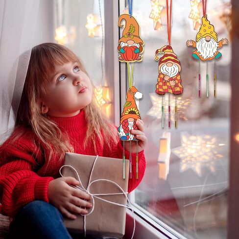 10 Pack Wind Chime Kit for Kids,Easter Egg Craft Kits DIY Windchimes Unfinished Wooden Egg Ornaments for Boys Girls Activity Art Project Easter Spring Party Decoration in Kuwait