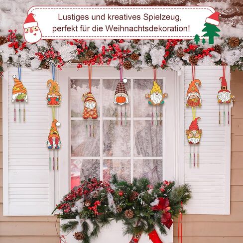 10 Pack Wind Chime Kit for Kids,Easter Egg Craft Kits DIY Windchimes Unfinished Wooden Egg Ornaments for Boys Girls Activity Art Project Easter Spring Party Decoration in Kuwait