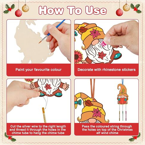 10 Pack Wind Chime Kit for Kids,Easter Egg Craft Kits DIY Windchimes Unfinished Wooden Egg Ornaments for Boys Girls Activity Art Project Easter Spring Party Decoration in Kuwait