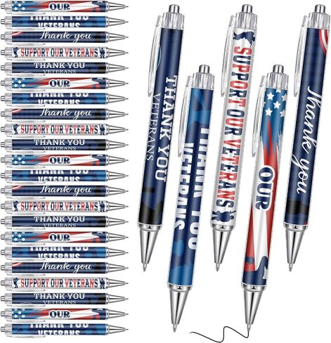 50 Pcs American Flag Ballpoint Pen Veterans Gifts Patriotic USA Pen Bulk with Retractable Black Gel Ink Ballpoint for USA Souvenirs Veterans Gifts in Kuwait