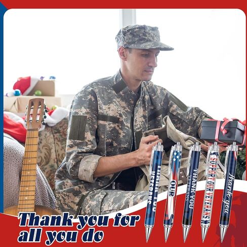 50 Pcs American Flag Ballpoint Pen Veterans Gifts Patriotic USA Pen Bulk with Retractable Black Gel Ink Ballpoint for USA Souvenirs Veterans Gifts in Kuwait