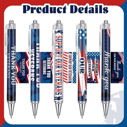 50 Pcs American Flag Ballpoint Pen Veterans Gifts Patriotic USA Pen Bulk with Retractable Black Gel Ink Ballpoint for USA Souvenirs Veterans Gifts in Kuwait