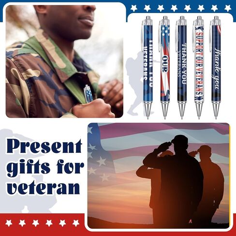 50 Pcs American Flag Ballpoint Pen Veterans Gifts Patriotic USA Pen Bulk with Retractable Black Gel Ink Ballpoint for USA Souvenirs Veterans Gifts in Kuwait