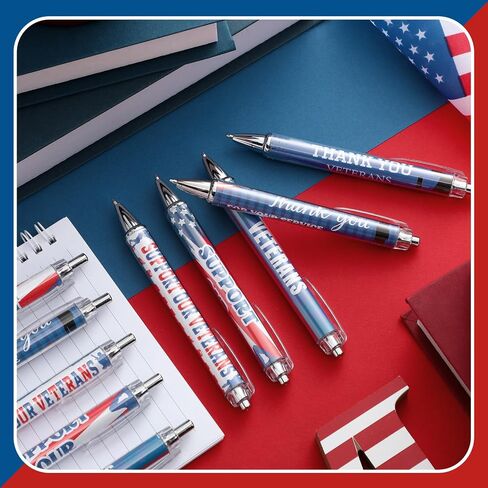 50 Pcs American Flag Ballpoint Pen Veterans Gifts Patriotic USA Pen Bulk with Retractable Black Gel Ink Ballpoint for USA Souvenirs Veterans Gifts in Kuwait