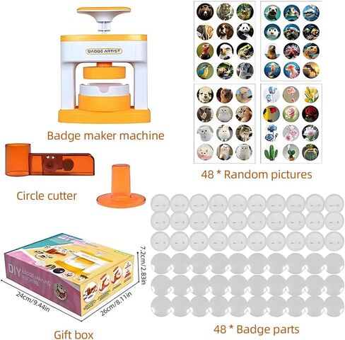 Button Maker Machine, 55mm/2.16in Pin Maker with 48pcs Button Parts and 48pcs Random Pictures Ergonomic Handle Button Maker for Children Gifts (5.9 x 4.9 x 2.7in) in Saudi Arabia