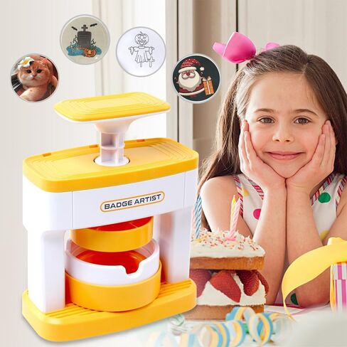 Button Maker Machine, 55mm/2.16in Pin Maker with 48pcs Button Parts and 48pcs Random Pictures Ergonomic Handle Button Maker for Children Gifts (5.9 x 4.9 x 2.7in) in Saudi Arabia