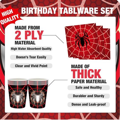 Spider Themed Party Supplies Wap Tableware Set for Kids Boys Girls Birthday Party Decorations Yellow Undersea Happy Birthday Themed Napkin Cups Forks Knives for 20 Guests in Saudi Arabia