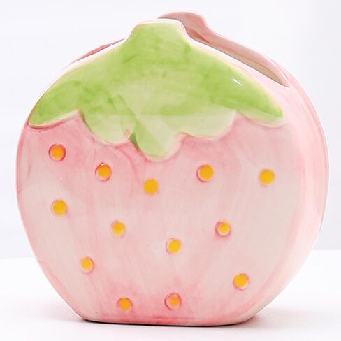 Strawberry Pen Holder for Desk Toothbrush Holder Cute Red Vase Decor Makeup Brush Pencil Holder Kawaii Desk Accessories Aesthetic Office Home Decor Birthday Gifts for Women in Saudi Arabia
