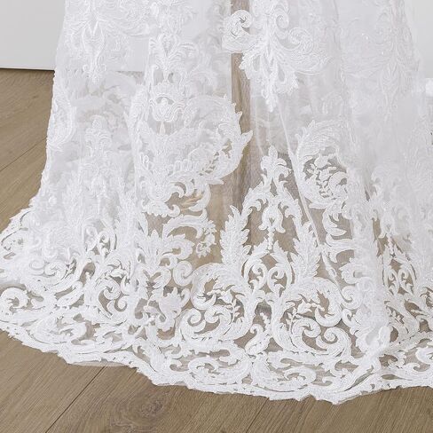 Fashion Bridal Lace Fabric Beaded Sequins Cords White Embroidery for Wedding (Bridal White, Cut by 3 Yards) in Saudi Arabia