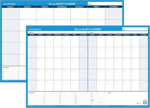 AT-A-GLANCE Wall Planner / Calendar, Undated, Erasable, 30/60-Day, 36 x 24, White/Blue (PM233-28) in Saudi Arabia