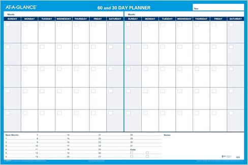 AT-A-GLANCE Wall Planner / Calendar, Undated, Erasable, 30/60-Day, 36 x 24, White/Blue (PM233-28) in Saudi Arabia