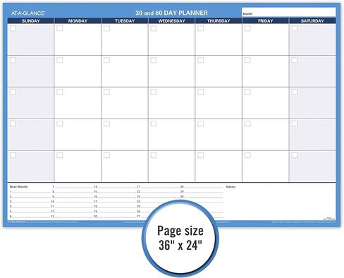 AT-A-GLANCE Wall Planner / Calendar, Undated, Erasable, 30/60-Day, 36 x 24, White/Blue (PM233-28) in Saudi Arabia