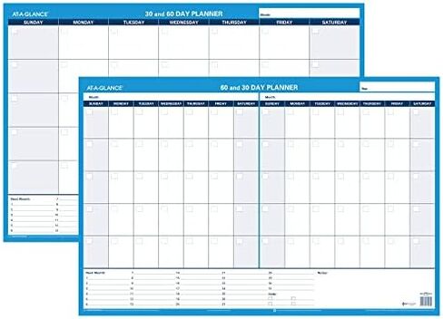 AT-A-GLANCE Wall Planner / Calendar, Undated, Erasable, 30/60-Day, 36 x 24, White/Blue (PM233-28) in Saudi Arabia