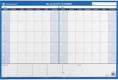 AT-A-GLANCE Wall Planner / Calendar, Undated, Erasable, 30/60-Day, 36 x 24, White/Blue (PM233-28) in Saudi Arabia