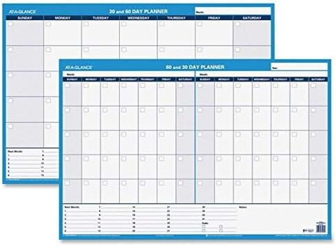 AT-A-GLANCE Wall Planner / Calendar, Undated, Erasable, 30/60-Day, 36 x 24, White/Blue (PM233-28) in Saudi Arabia
