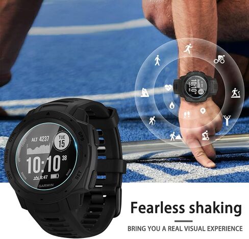 Suoman 3+2 Pack for Garmin Instinct 2/Garmin Instinct 2 واقي شاشة شمسي وواقي منفذ شاحن، 2.5D 9H [مضاد للخدش] واقي شاشة زجاجي مقوى لـ Garmin Instinct 2/Instinct 2 Solar in Kuwait