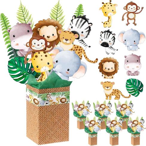 MAITYS 6 مجموعات 99 PCS SAFARI استحمام الطفل مركزية الغابة ديكور حفل دش الطفل مع حيوانات الغاب in Saudi Arabia