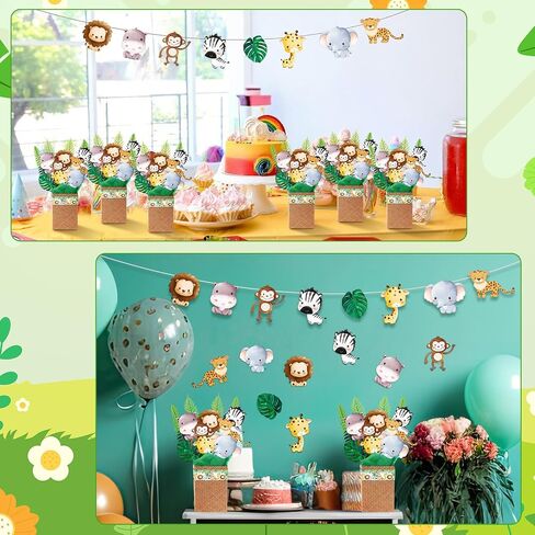 MAITYS 6 مجموعات 99 PCS SAFARI استحمام الطفل مركزية الغابة ديكور حفل دش الطفل مع حيوانات الغاب in Saudi Arabia