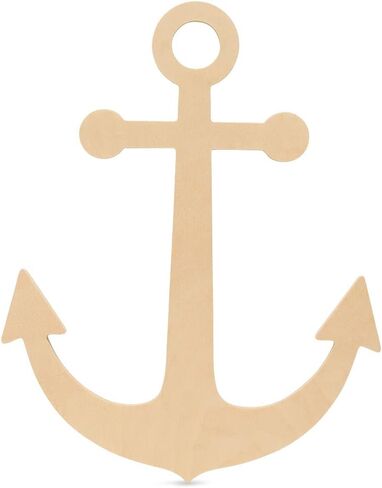 Unfinished Wooden Anchor Cutout, 16", Pack of 1 Wooden Shapes for Crafts, Use for Summer & Beach & Nautical Decor and Crafting, by Woodpeckers in Saudi Arabia