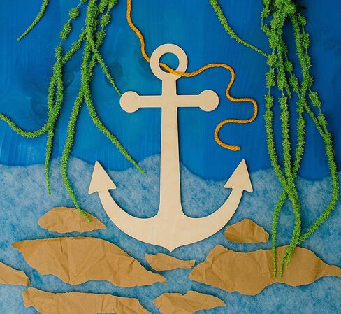 Unfinished Wooden Anchor Cutout, 16", Pack of 1 Wooden Shapes for Crafts, Use for Summer & Beach & Nautical Decor and Crafting, by Woodpeckers in Saudi Arabia