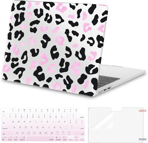 Moseso متوافق مع MacBook Air 13 بوصة Case 2025 2024 2023 2022 M4 A3240 M3 A3113 M2 A2681 ، غلاف وغطاء لوحة مفاتيح بلاستيكي لمكتب Macbook Air 13.6 بوصة ، طباعة القطط الأسود والوردي in Saudi Arabia