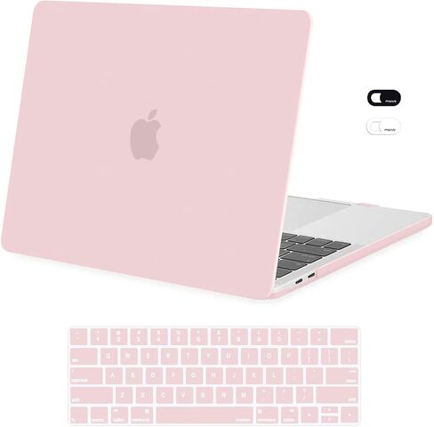 MOSISO Compatible with MacBook Pro 13 inch Case M2 2024-2016 A2338 M1 A2251 A2289 A2159 A1989 A1708 A1706,Plastic Hard Case&Keyboard Cover Skin&Webcam Cover&Bag with Small Case,Rose Quartz&Chalk Pink in Saudi Arabia