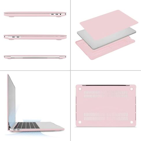 MOSISO Compatible with MacBook Pro 13 inch Case M2 2024-2016 A2338 M1 A2251 A2289 A2159 A1989 A1708 A1706,Plastic Hard Case&Keyboard Cover Skin&Webcam Cover&Bag with Small Case,Rose Quartz&Chalk Pink in Saudi Arabia