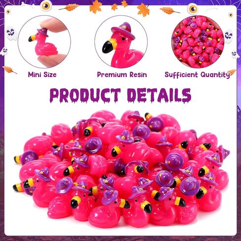 50 Pcs Mini Flamingos Halloween Mini Resin Animals Tiny Flamingos Cute Flamingo Figurine Tiny Resin Animals for Garden Dollhouse Landscape Party Cake Home Office Decor in Saudi Arabia