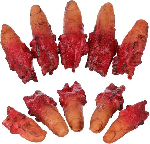Garneck 10Pcs Severed Fingers Fake Props Realistic Bloody Parts Halloween Pranks Novelty Gag Props for Haunted Houses Parties Decor in Saudi Arabia